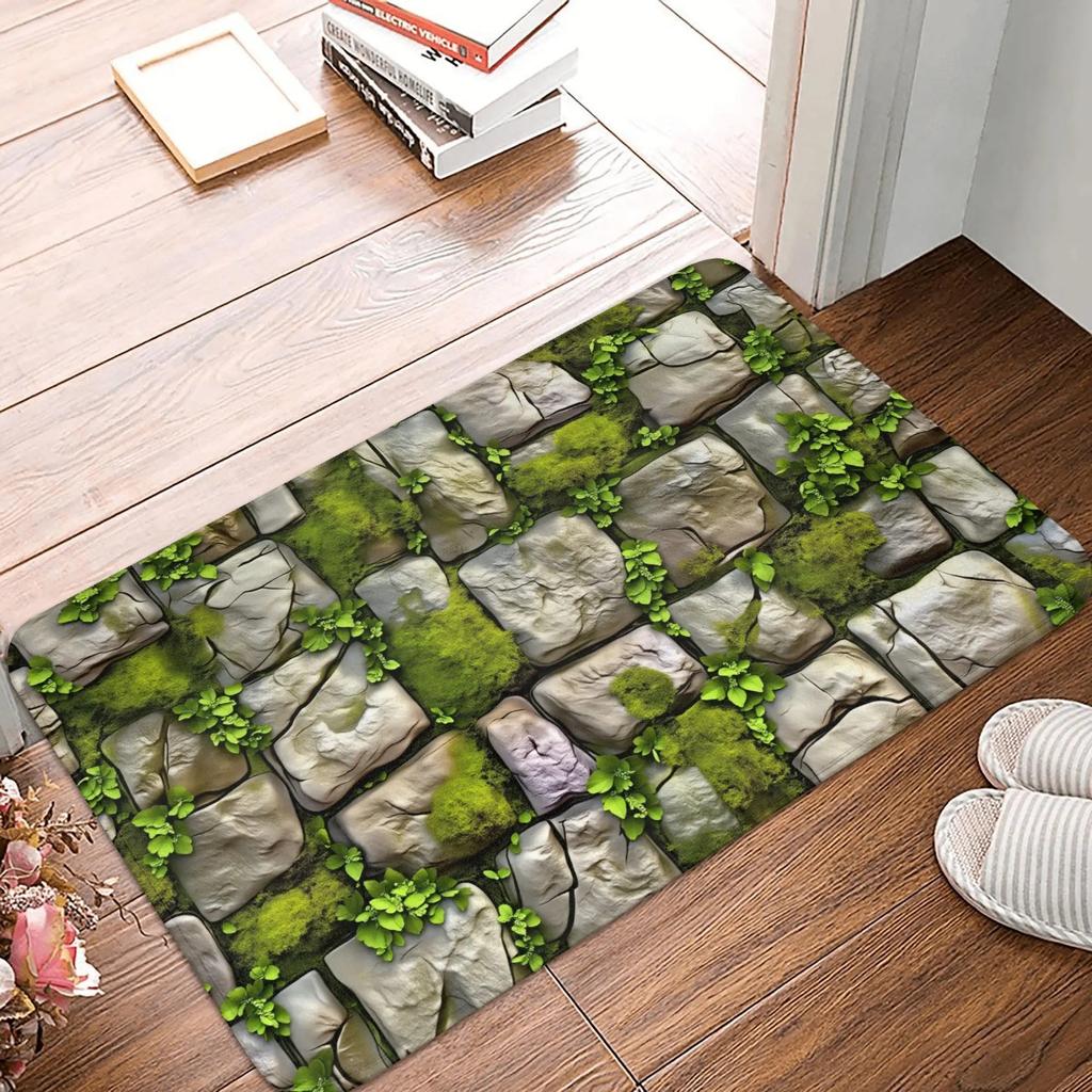 3D Visueller Teppich mit Unendlichem Abgrund Ziegelstein Stein Falle Muster Fußmatte für Haustür Rutschfest Teppich für Wohnzimmer Eingang