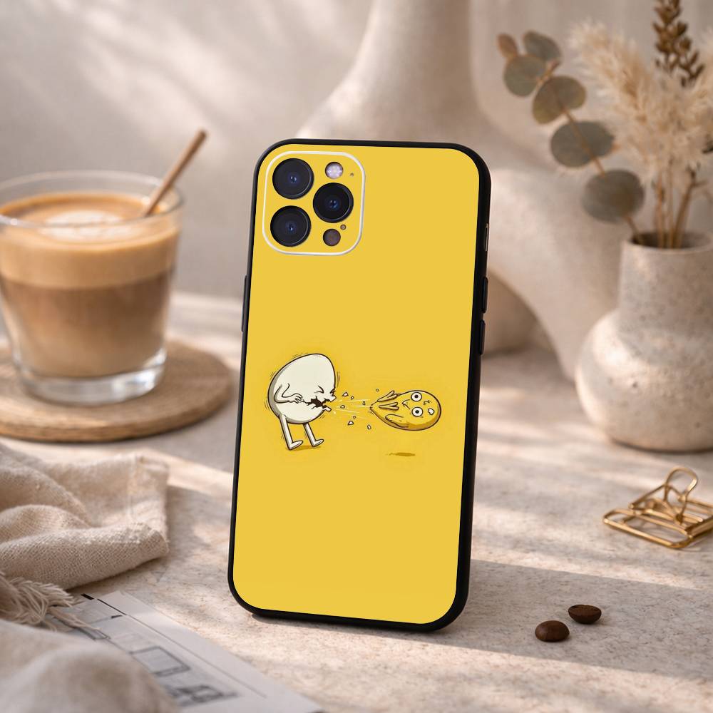 Funny Cute Food Fancy Phone Case For iPhone17,16,15,14,13,12Plus,Pro Max,XS,5G Soft Silicone Black Cover