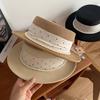 Flat top straw hat women's summer seaside vacation polka dot sun hat pastoral literary and retro top hat