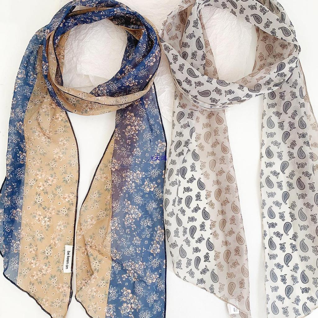 Nischenstilvoller Seiden-Farbblock-Schal - Vielseitiges dünnes Band für Hals oder Taille