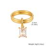 18K Gold Plated Waterproof Stainless Steel Dainty Drop CZ Stackable Ring for Women, Minimalist Double Row Dangle Rings Jewelry