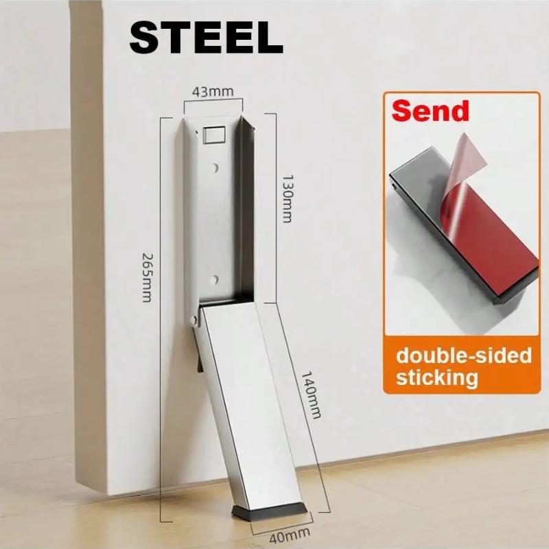 No-Slip Door Stopper Heavy Duty Foldable Steel Stopper with Rubber Grip for Home, Office & Pets