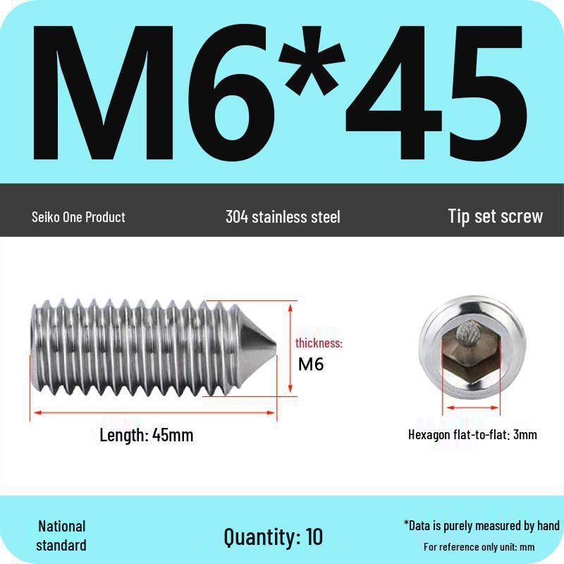 304 Stainless Steel Internal Hex Set Screw | Headless Grub Screw M2-M16