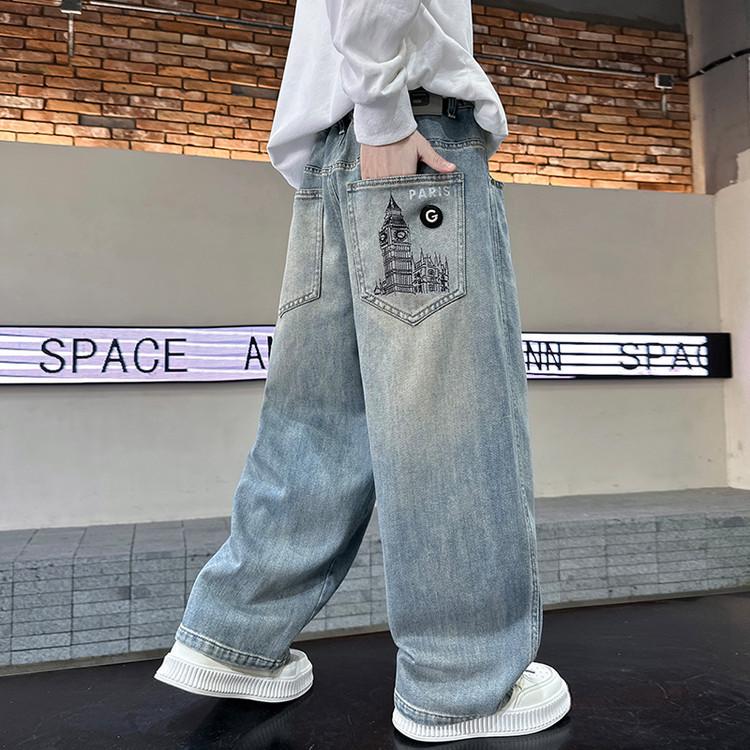 

Крутые джинсы прямого кроя для мальчиков, весна-осень 2025 140 cm