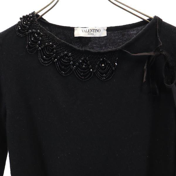 Valentino Made In Italy Cashmere Blend Long Sleeve Knit 44 Beaded Sweater Women Used