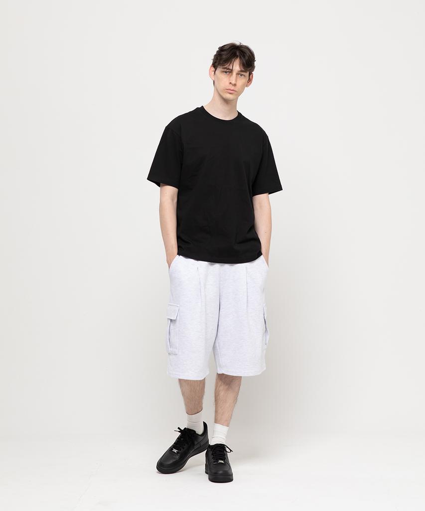 CHAMBROS Cargo Pocket One-Pleat Bermuda Sweat Shorts [White Melange]