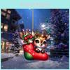 Themed Christmas Reindeer Socks Pattern Acrylic Pendant For Holiday Decoration