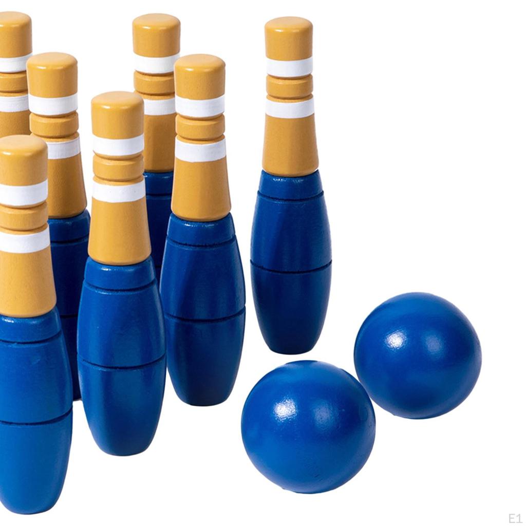 Wooden Bowling Set Backyard Games Play Balls Outdoor Children's Toys Game Props for