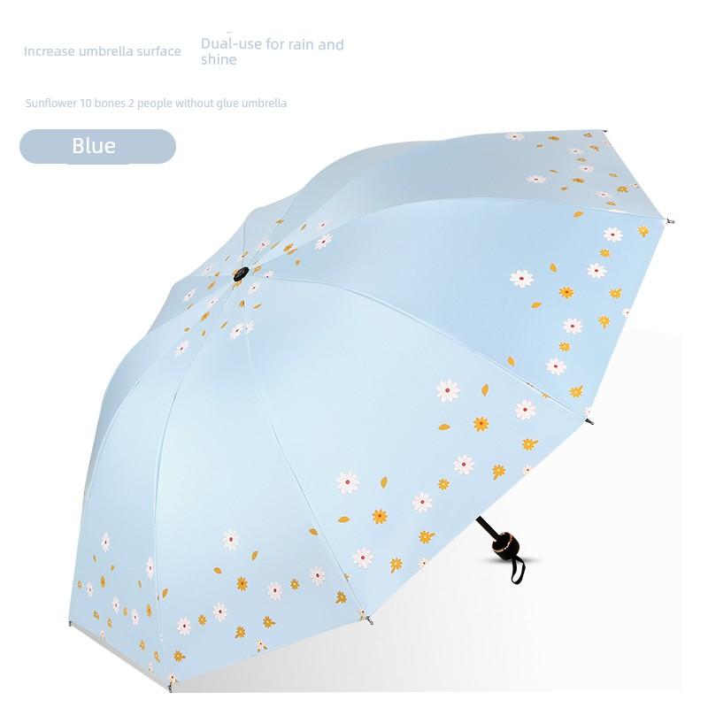 Extra Large Double Ten-Bone Reinforced Thickened Umbrella Dual-Use Girl Sun Protection UV Sun Umbrella Folding