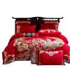 Satin Australian Cotton 200 Count Jacquard Wedding Four-piece Set Big Red High-end Luxury Wedding Multi-piece Set