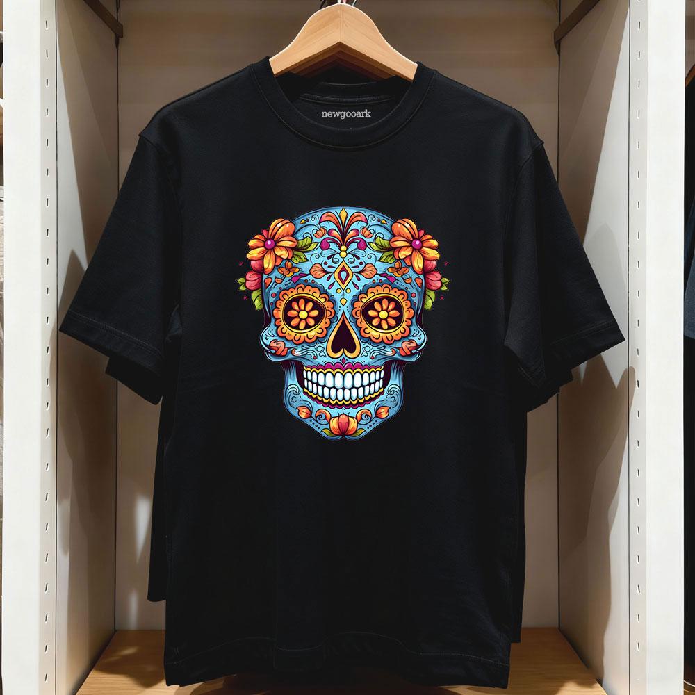 Da de Los Muertos Sugar Skull Active TShirt Women Unisex Casual cotton printed t shirts Adult streetwear camisetas tops tee