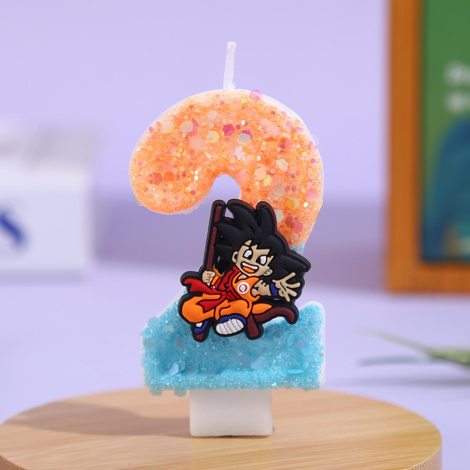 

Bandai Dragon Ball Wukong Candle 0-9 Numbers Cartoon Character Party Cake Decorations Birthday Decorative Gift 3D Round Sensory Compression Bouncy