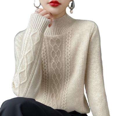 Autumn and Winter New Half High Neck Loose Sweater Women's Knitted Underlay