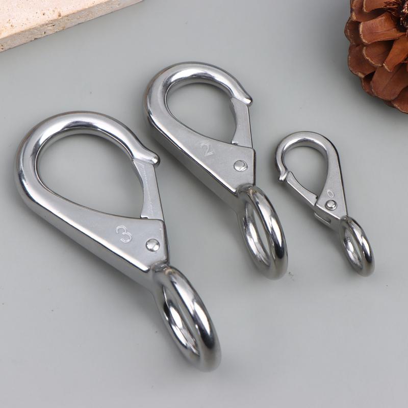 Heavy Duty Stainless Steel 304 Spring Snap Hook Rigid Loaded Fixed Eye Clip Carabiner Universal Marine Boats Clip Dock Hardware