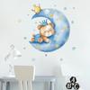 Moon Star Sleeping Bear Children's Room Sticker Living Room Bedroom Decoration Self-Adhesive Wall Sticker