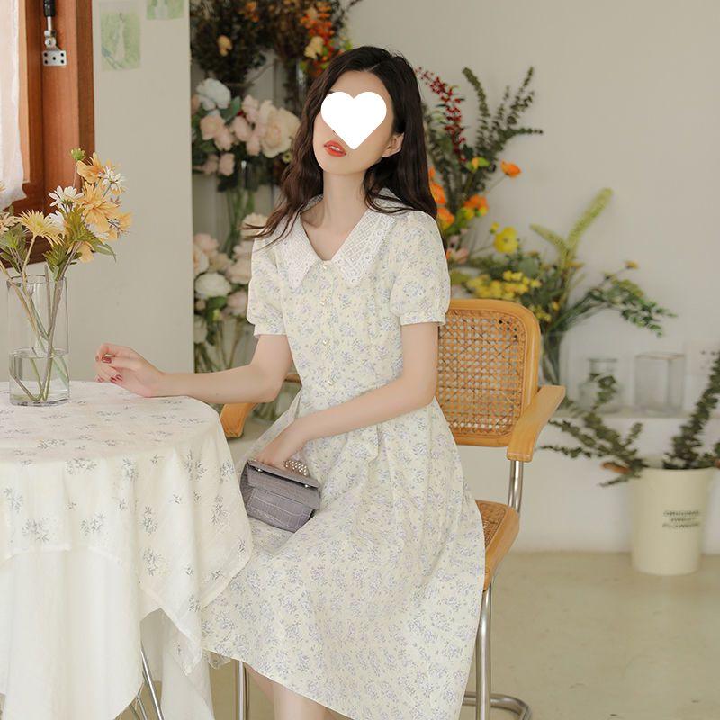 Women's Summer 2025 Petite Lace Floral Dress - Sweet, Gentle Style for Casual Fashion