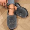 Women Plush Shoes Winter Outdoor Warm Comfortable Slip on Cotton Shoes Lightweight Non Slip Height Increase Casual Flats