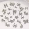 10Pcs Silver Alloy Nail Art Bow Charms Accessories Parts For Manicure Decorate Retro Nails Decoration Design Supplies