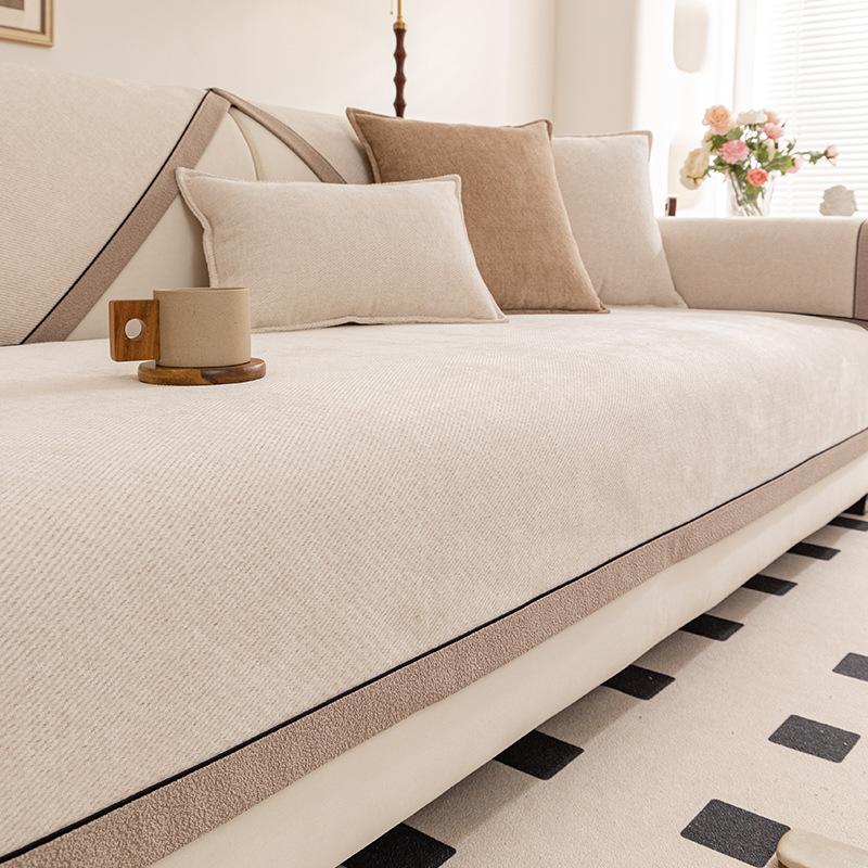 New Sofa Cover Universal In All Seasons, Simple Modern Non-Slip Seat Cushion, Chenille Sofa Cushion Cover Cloth Towel