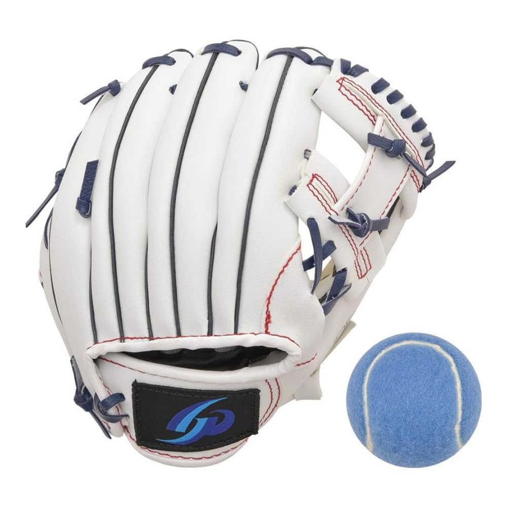 

GP Magic Catch Toddler Glove with Soft and Red 8-inch Right-Handed Ball, White, Navy,