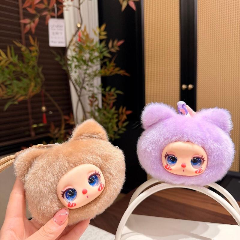 Lightweight Vinyl Face Plush Doll Keychain Cute Bag Pendant Trendy Girly Backpack Charm for Kids School Bag Decoration