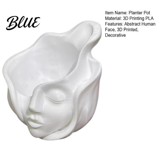 Head Shape Planter Pot Abstract Human Face Pot 3D Printed Decorative Flowerpot Succulents Plants Container for Home Office Balcony Decor Design