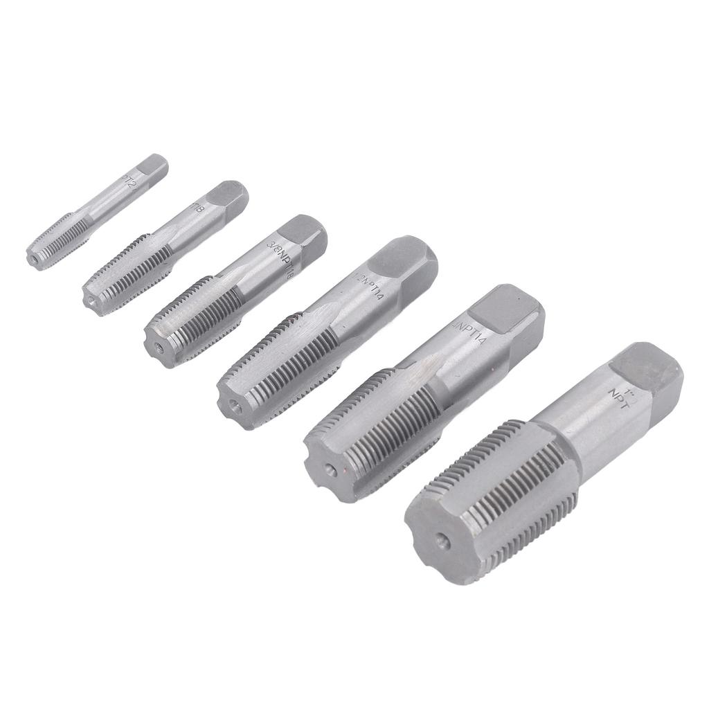 6Pcs Pipe Tap NPT 1in 3 4in 1 2in 3 8in 1 4in 1 8in Carbon Steel Thread Tapping Tool Kit for PVC Pipe
