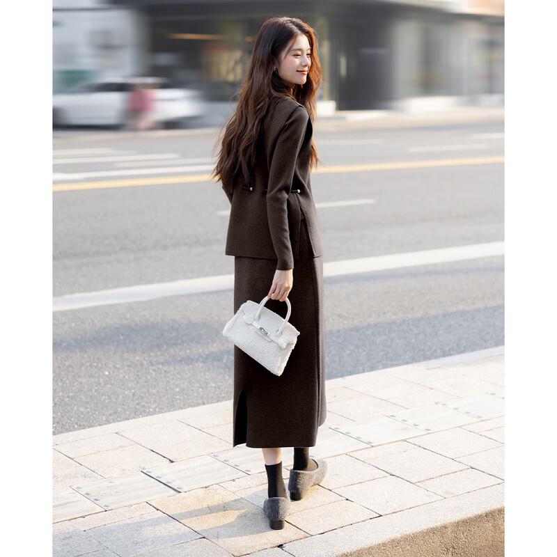 Women's Elegant Winter Top, Vest & Long Skirt Set