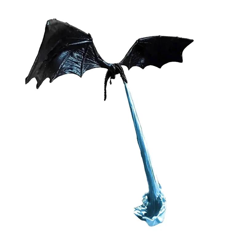 Knižní kout Dračí plamen Socha dýchající oheň Drak Gotický ornament Halloweenský dárek k narozeninám Dekorace police