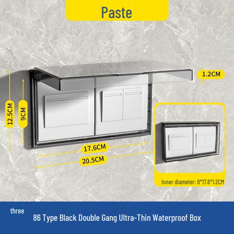Yuba Switch Waterproof Bathroom Socket Cover - Splash-Proof Adhesive Protector