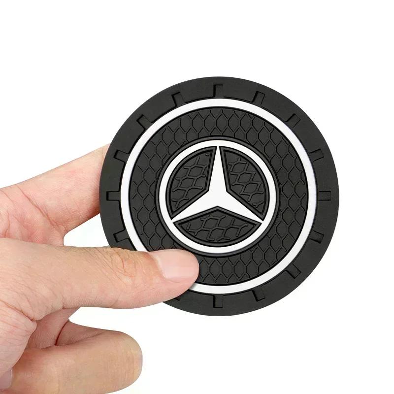 SUD2 2pc Car Cup Holder Coaster Non Slip Pad Mat Interior Decor Accessorie For Mercedes Benz AMG GLC GLE GLB GLS W204 W205 W203 W211