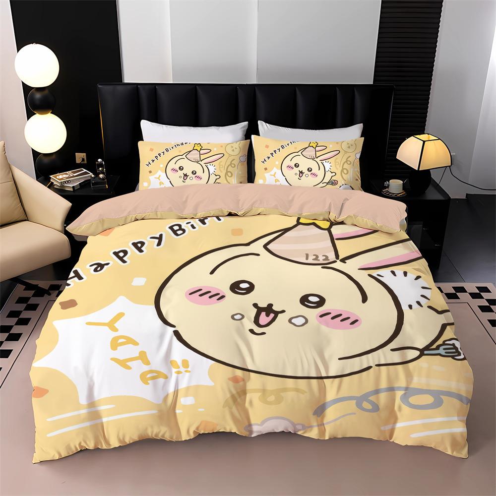 New Chiikawa Bedding Set 3D Digital Printed Hachiware Momonga Duvet Cover Set With Pillowcases Animes Quilt Cover Twin Full