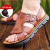 Sandály z hovězí kůže Pánské plážové boty Letní řízení Prodyšná Pánská móda Protiskluzové Pantofle z pravé kůže z mikrovlákna Pánské