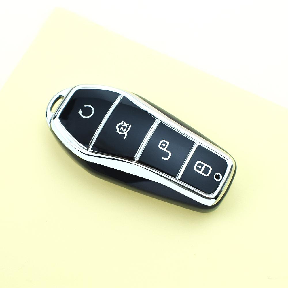 Silver Edge Auto Shell Key Protector Fob Interior Accessories for BYD Tang DM Song Qin Han EV 2018-2022 Soft Car TPU Car Key Case Cover
