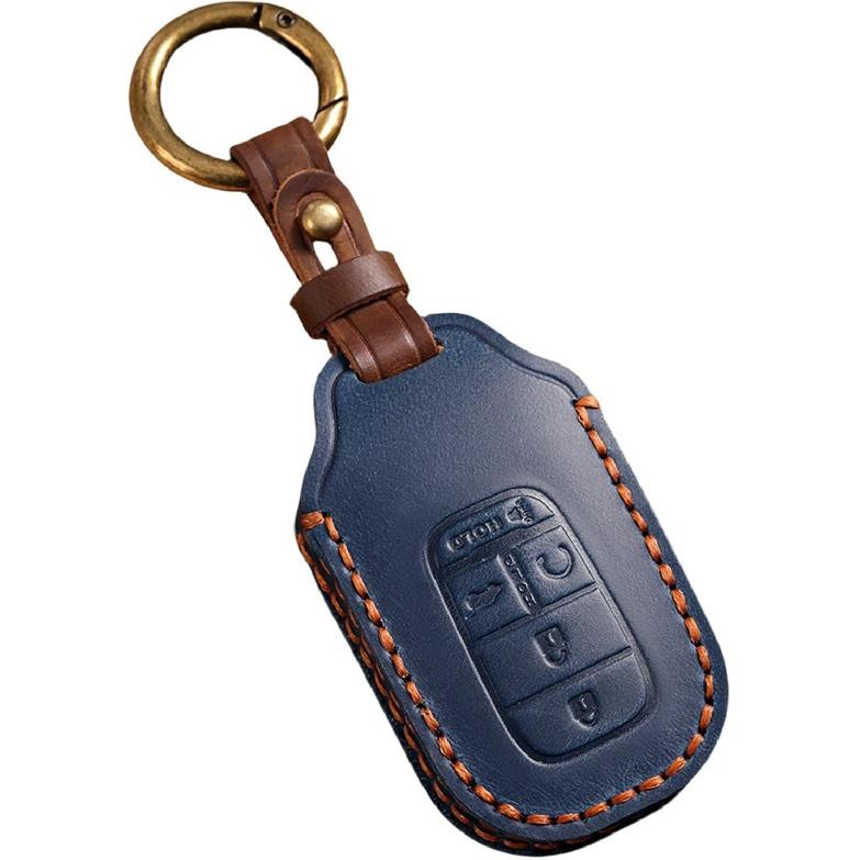 Vintage Leather 5-Button Key Fob Cover Case for Honda Civic Accord CRV HRV Pilot  2024 2025 2026, Handmade Crazy Horse Leather, Black