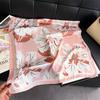 Korean Version of Big Flower Simulation Silk Printing Women's Silk Scarf Square Scarf High-end Shawl Sunscreen Neck Scarf Headscarf Scarf