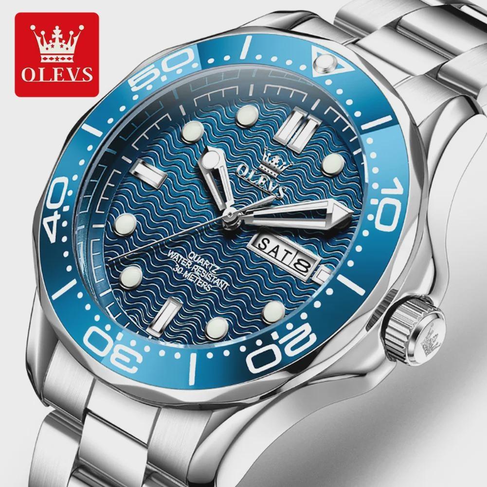 Fashion Mens Watches Steel/Silicone Strap Luminous Dual Calendar Waterproof Multi Color Business Sport Wrist Watch