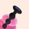 Silicone Anal Beads Butt Stopper 4.2 Inch Three Ball Anal Chain Training Toy with Purple Rhinestone Adult Sex Toy for Male Female Couple Play