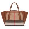 New Women's Vintage Checkered Handbag with Large Capacity Casual Versatile Canvas and Cowhide Wing Bag