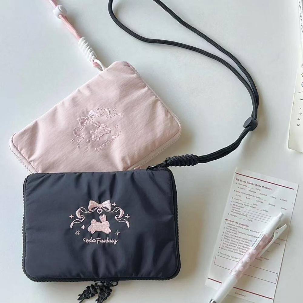 Ballet rabbit card bag, ID storage bag, neck hanging style, travel small passport holder, portable miscellaneous storage bag