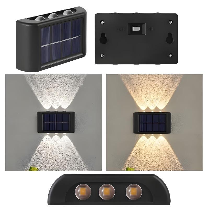 Solar Up Down Double Headed High Brightness Wall Light Outdoor Waterproof Garden Fence Door Sign Decorative Wall Washer Lighting