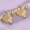 Irregular Personality Love Jewelry Stainless Steel Heart Ear Studs For Women Men Accessories Real Gold Plated Earrings Piercing