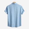 Summer Polo-neck Solid Color Casual Fashion Folds Shirt Male Short Sleeve Single Breasted Cardigan Top Men