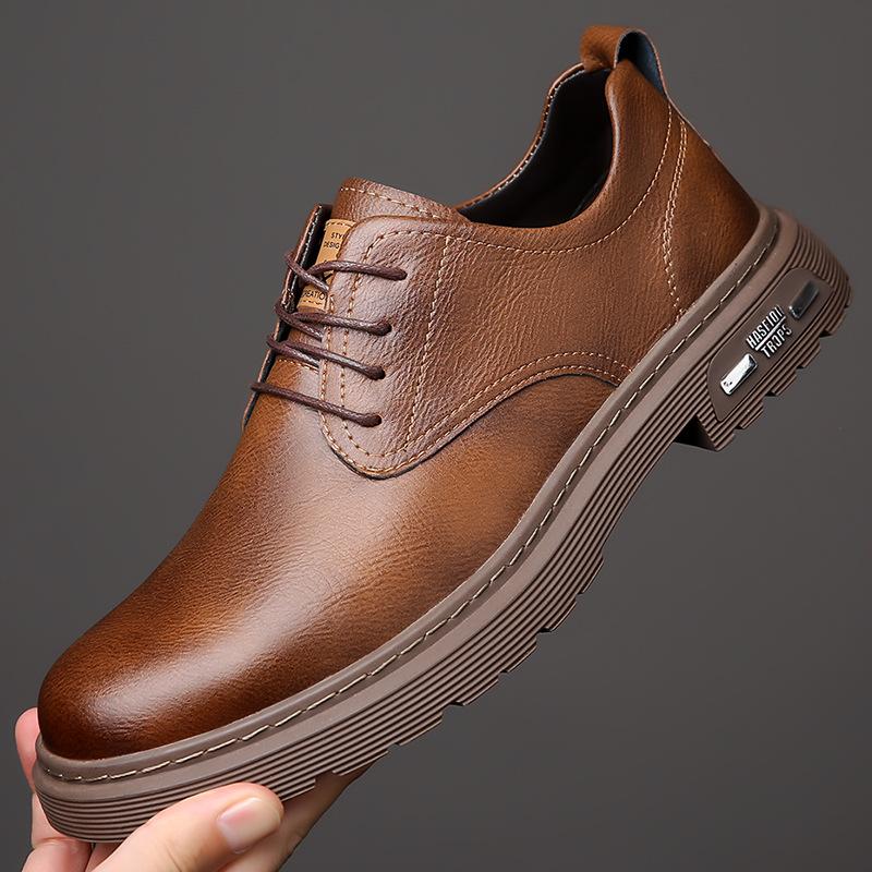 

Мужская обувь Весна и Осень Деловая Платье Мужская Кожаная обувь с большой головой Платформа Повседневная Ретро Низкий верх Ботинки Мартина Мужская Кожаная обувь Мужская 44