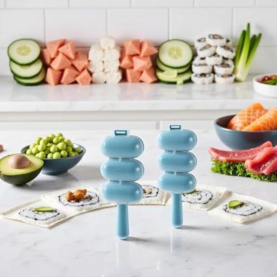 Blue Onigiri Maker Shake Lunch Mold Shaker Kitchen Tool Home DIY Production Kit Sushi Plate 2 Pieces