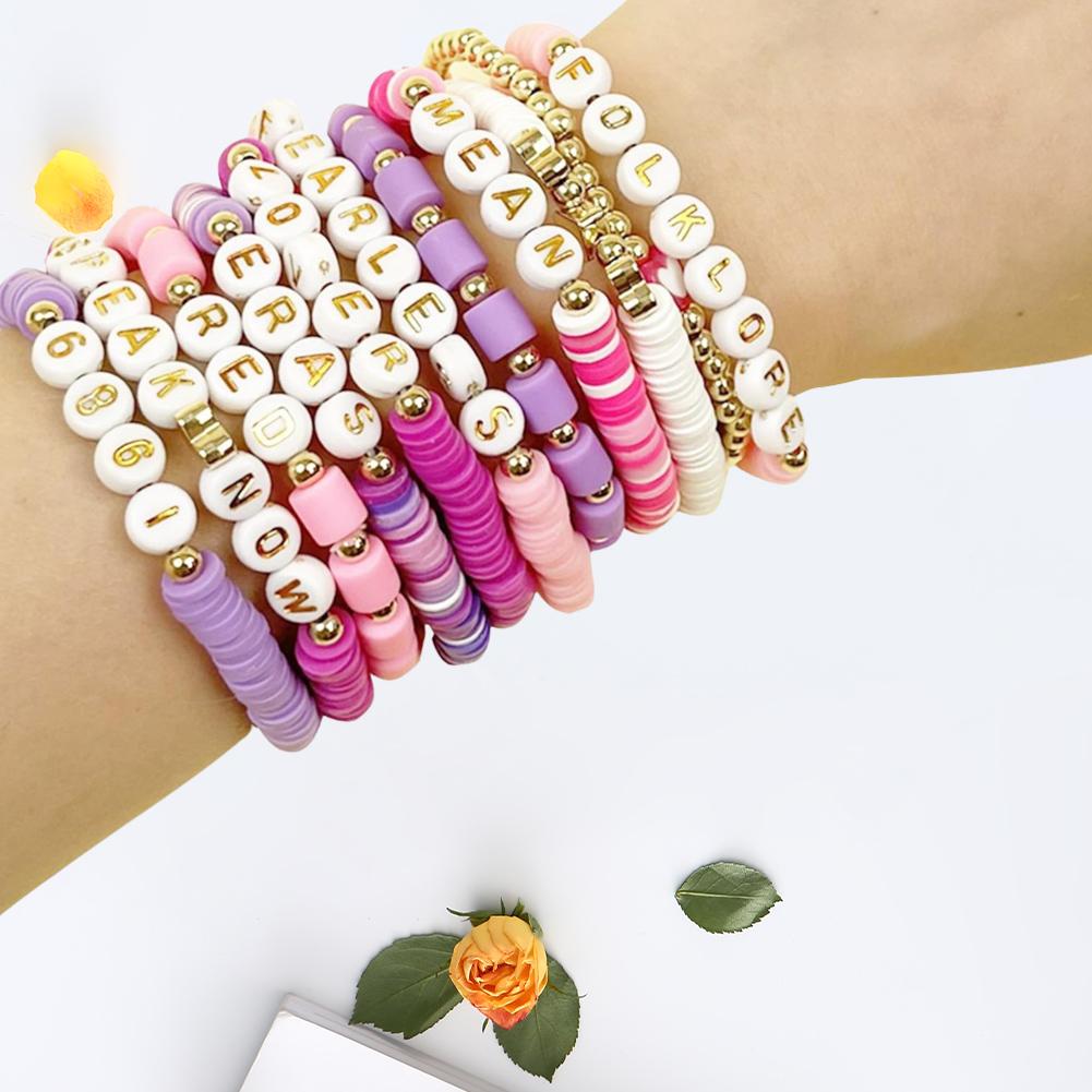 11/14 PCS Colorful Friendship Bracelets for Taylor Swift Fans Album Bracelets Letter Beads Bracelet for Tween Girl Party Favors