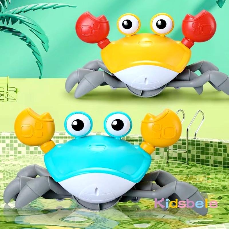 Electric Crawling Crab Baby Toy Induction Escape Crab With Light-up Music Speed Control Infant Tummy Time Educational Moving Toy