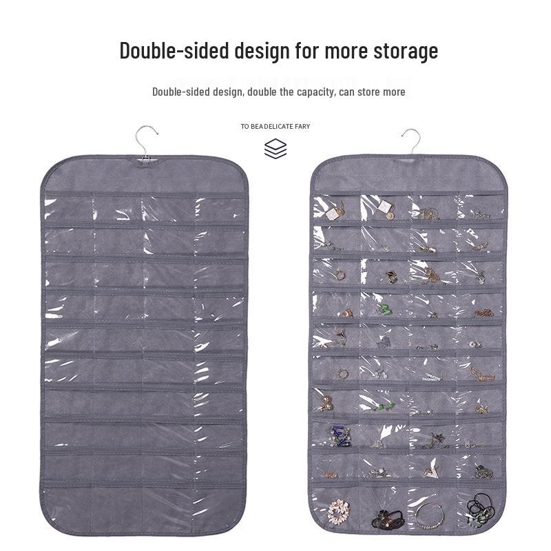 Double-Sided 80-Pocket Storage Bag for Jewelry, Accessories, Business Cards, ID Cards, and Dustproof Storage