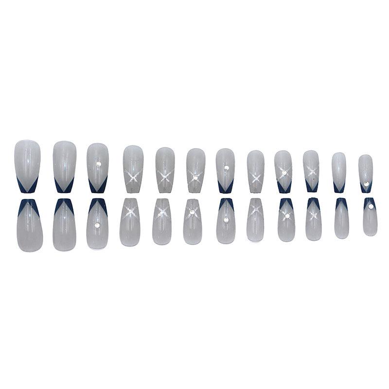Transparent Diamond Medium-Length Nail Art Tips with Removable Stickers