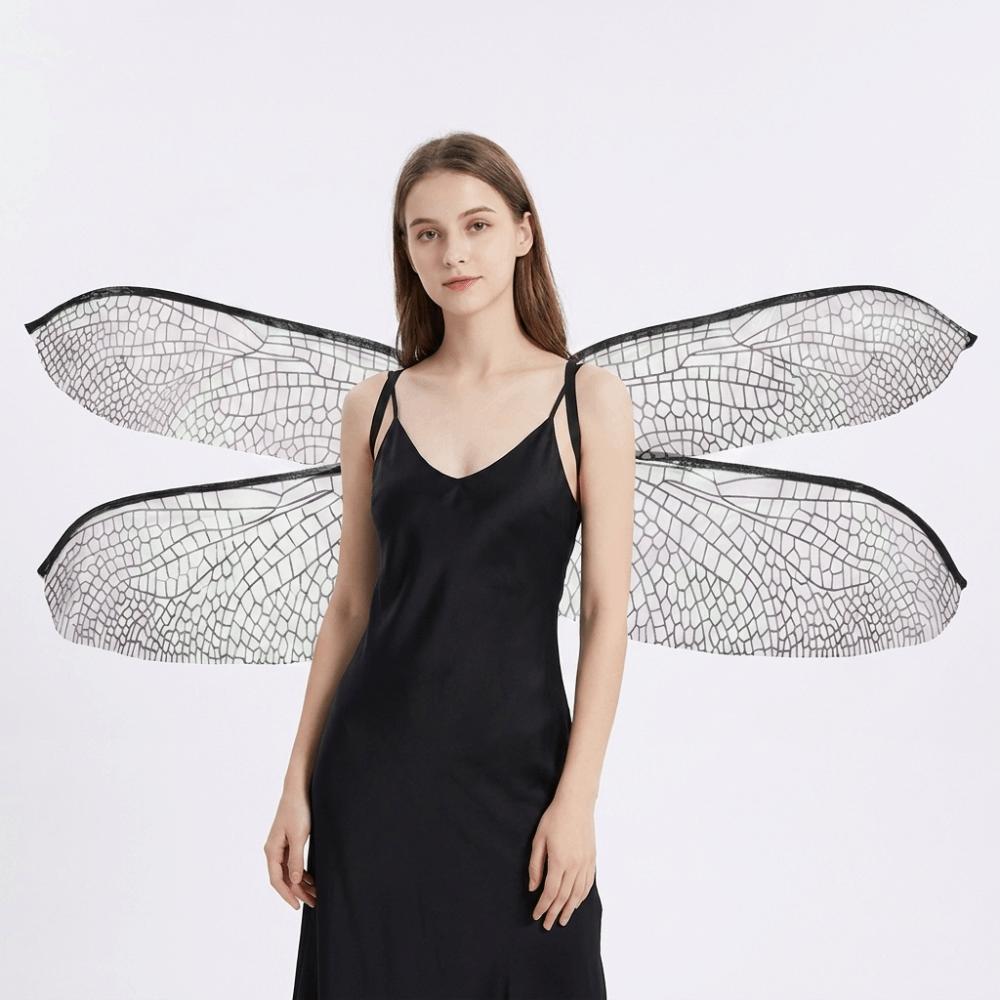 Chic Polyester Dragonfly Wings Transparent Mesh Iridescent Fairy Elf Wings Shimmer Lightweight Costume Wings Halloween